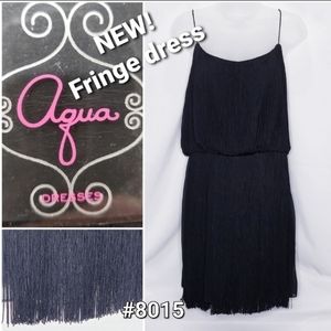 🤍🩵NEW! Aqua black fringe dress with spaghetti straps Size 8